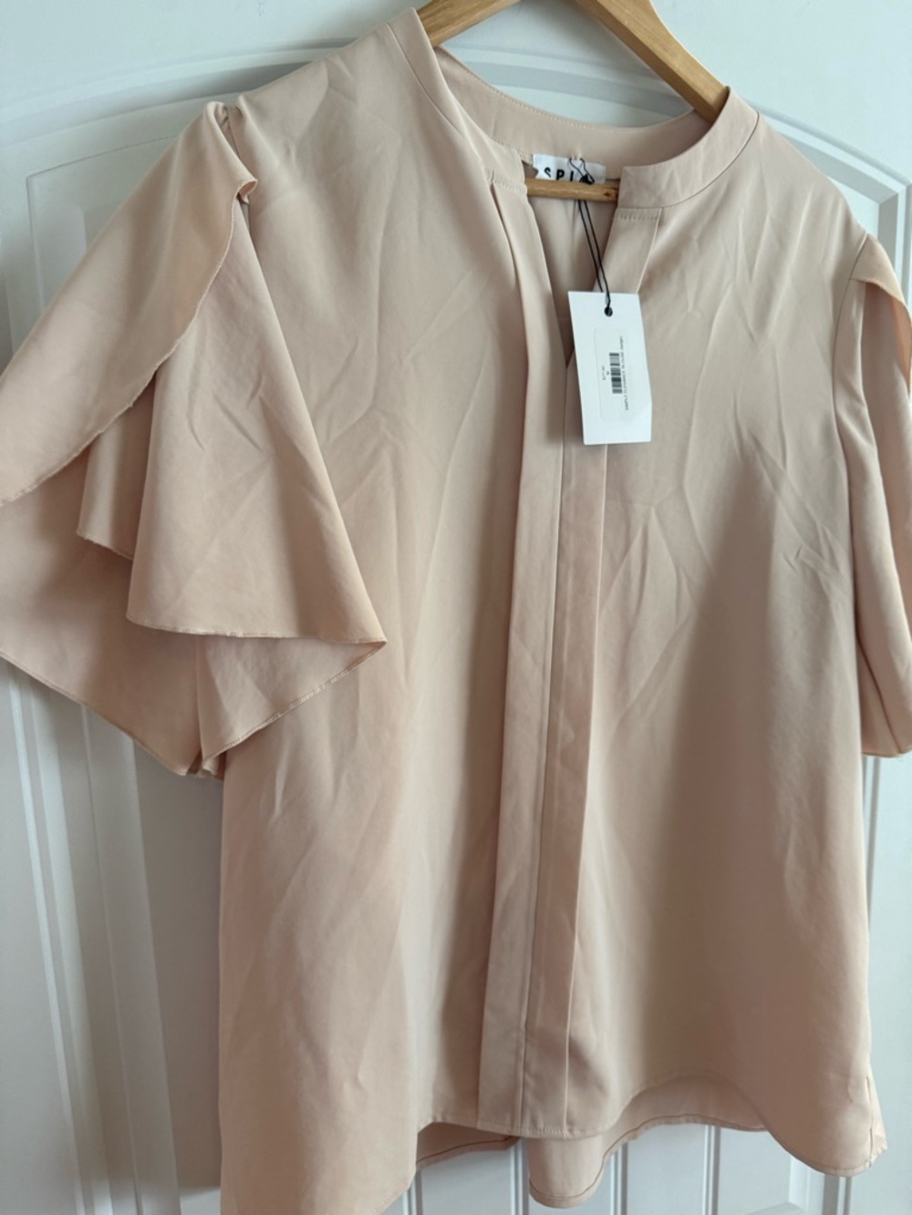 Women's Ruffle Sleeve Boutique Blouse - Cream